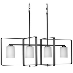 Progress Lighting League Matte Black Island Light with Cylindrical Shade