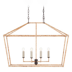Currey and Company Denison Natural Rattan & Mol� Black Pendant Light