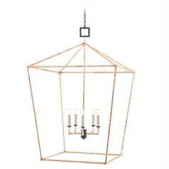 Currey and Company Denison Natural Rattan & Mol� Black Pendant Light