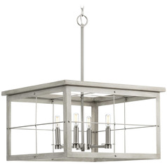 Progress Lighting Hedgerow Brushed Nickel & Grey Washed Oak Pendant Light
