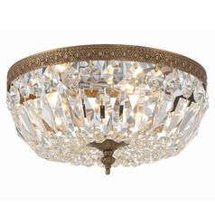 Crystorama Lighting Ceiling Mount Olde Brass Flushmount Light