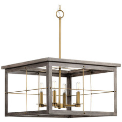 Progress Lighting Hedgerow Distressed Brass & Aged Oak Pendant Light