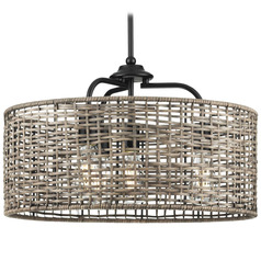 Progress Lighting Lavelle Matte Black Pendant Light with Drum Shade