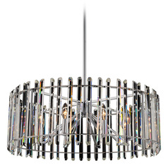 Allegri Crystal Viano Polished Chrome Pendant Light with Drum Shade