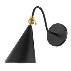 Mitzi Evie Brass and Black Single Light Sconce