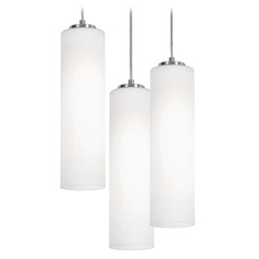 Afx Lighting Leo Satin Nickel Multi-Light Pendant with Cylindrical Shade
