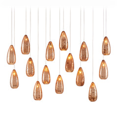 Currey and Company Rame Silver Multi-Light Pendant with Teardrop Shade