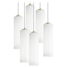 Afx Lighting Leo Light Antique Brass Multi-Light Pendant with Cylindrical Shade