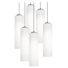 Afx Lighting Leo Satin Nickel Multi-Light Pendant with Cylindrical Shade