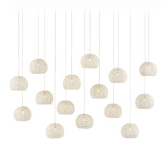 Currey and Company Piero Silver Multi-Light Pendant with Bowl / Dome Shade