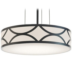 Afx Lighting Lake Black Pendant Light with Drum Shade