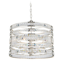 Allegri Crystal Strato Polished Silver Pendant Light with Drum Shade