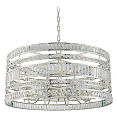 Allegri Crystal Strato Polished Silver Pendant Light with Drum Shade