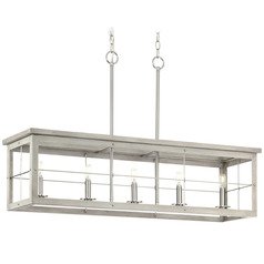 Progress Lighting Hedgerow Brushed Nickel & Grey Washed Oak Island Light