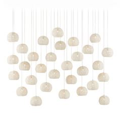 Currey and Company Piero Silver Multi-Light Pendant with Bowl / Dome Shade