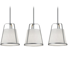 Afx Lighting Lizzette Satin Nickel Multi-Light Pendant with Empire Shade