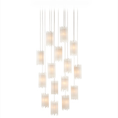 Currey and Company Escenia Silver Multi-Light Pendant with Cylindrical Shade