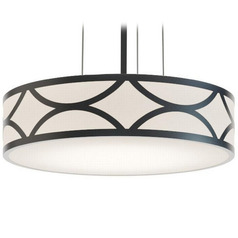 Afx Lighting Lake Black LED Pendant Light with Drum Shade