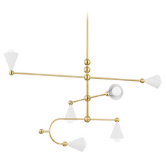 Mitzi Ashleigh Aged Brass Ceramic White Chandelier