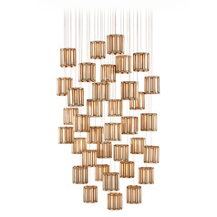 Currey and Company Daze Antique Brass & Silver Multi-Light Pendant with Cylindrical Shade
