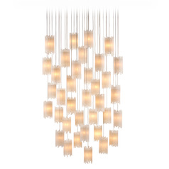 Currey and Company Escenia Silver Multi-Light Pendant with Cylindrical Shade