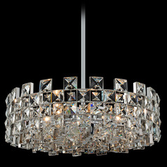 Allegri Crystal Piazze Polished Chrome Pendant Light with Drum Shade