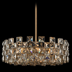 Allegri Crystal Piazze Brushed Champagne Gold Pendant Light with Drum Shade