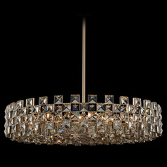 Allegri Crystal Piazze Brushed Champagne Gold Pendant Light with Drum Shade