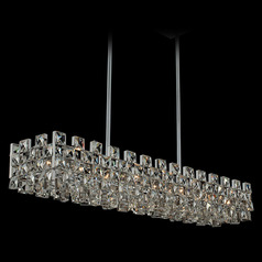 Allegri Crystal Piazze Polished Chrome Island Light with Rectangle Shade