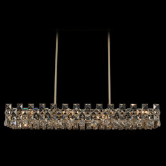 Allegri Crystal Piazze Brushed Champagne Gold Island Light with Rectangle Shade