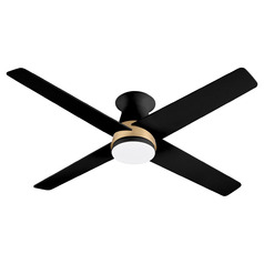Cyan Design Santa Ana Matte Black and Aged Brass LED Ceiling Fan with Light