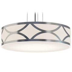 Afx Lighting Lake Painted Nickel LED Pendant Light with Drum Shade