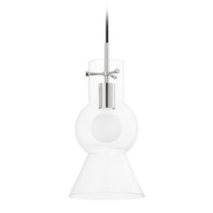 Mitzi Taylor Small Polished Nickel Clear Pendant