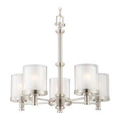 brushed nickel chandelier glass frosted lighting finish bathroom modern nuvo light bellacor