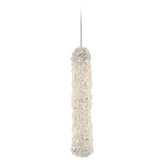 Allegri Crystal Lina Chrome LED Mini-Pendant Light with Cylindrical Shade