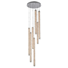 Allegri Crystal Lina Polished Chrome LED Multi-Light Pendant with Cylindrical Shade