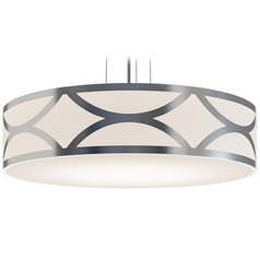 Afx Lighting Lake Painted Nickel LED Pendant Light with Drum Shade