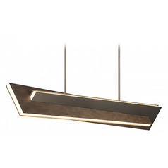 George Kovacs Intersezioni Midnight Iron & Faux Walnut LED Island Light