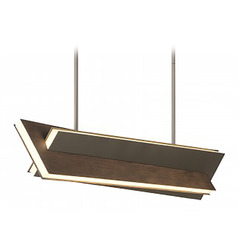 George Kovacs Intersezioni Midnight Iron & Faux Walnut LED Island Light