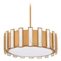 Cyan Design Voltmeter Aged Brass Pendant Light with Drum Shade