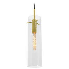 Afx Lighting Vista Light Antique Brass Mini-Pendant Light with Cylindrical Shade