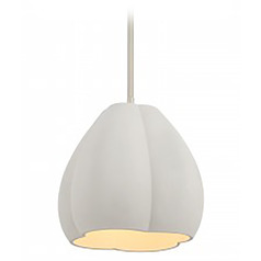 George Kovacs Sima Burnished Nickel Pendant Light with Scalloped Shade