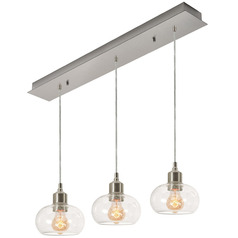 Afx Lighting Laney Satin Nickel Multi-Light Pendant with Bowl / Dome Shade