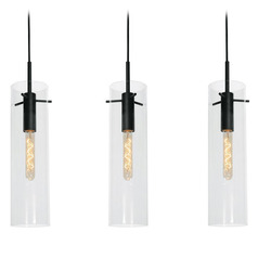 Afx Lighting Vista Black Multi-Light Pendant with Cylindrical Shade
