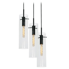 Afx Lighting Vista Black Multi-Light Pendant with Cylindrical Shade