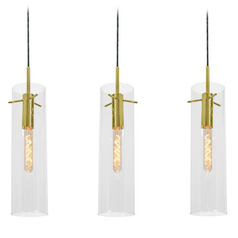 Afx Lighting Vista Light Antique Brass Multi-Light Pendant with Cylindrical Shade