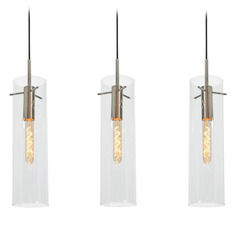 Afx Lighting Vista Satin Nickel Multi-Light Pendant with Cylindrical Shade