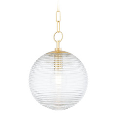 Mitzi Lola Small Aged Brass Clear Glass Pendant