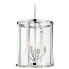 Crystorama Lighting Devon Polished Nickel Pendant Light with Cylindrical Shade