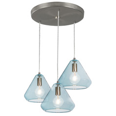 Afx Lighting Armitage Satin Nickel Multi-Light Pendant with Conical Shade